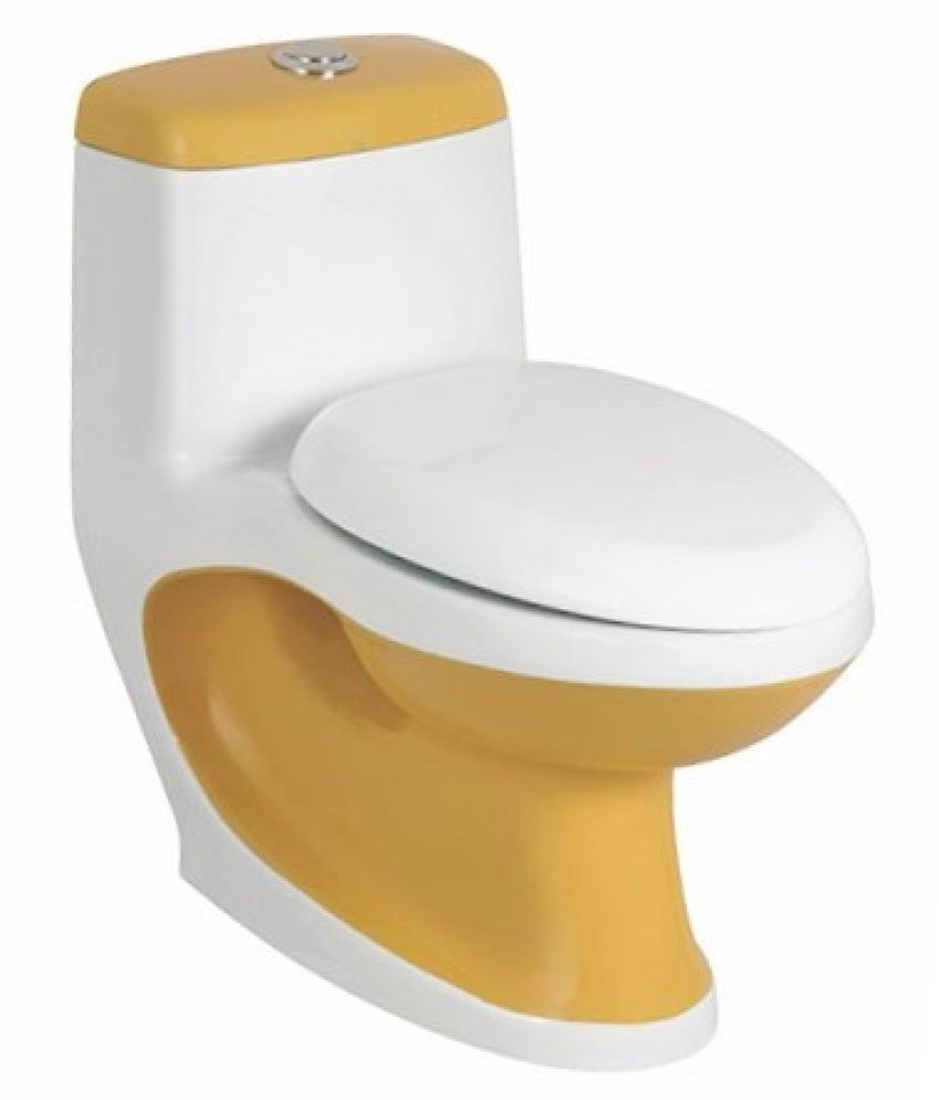 Buy Inart Ceramic Floor Mounted One Piece Water Closet Yellow