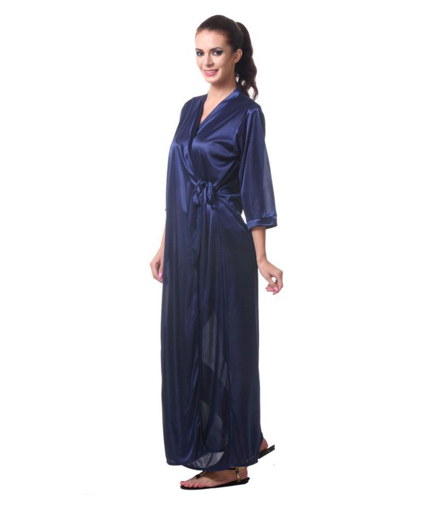 Buy Affair - Navy Blue Satin Women's Nightwear Robes Online at Best ...