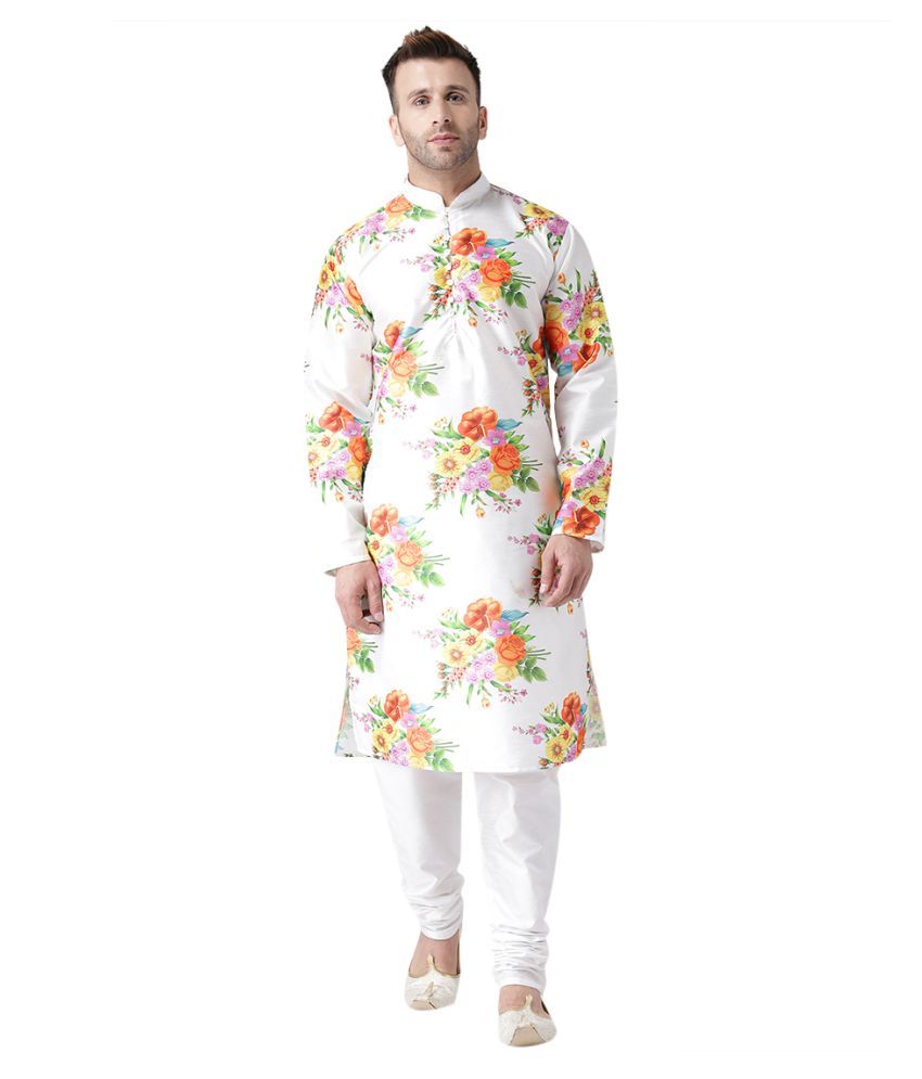     			Hangup Multi Silk Blend Kurta Pyjama Set