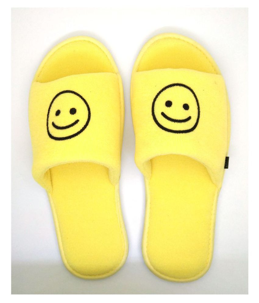 yellow smiley slippers