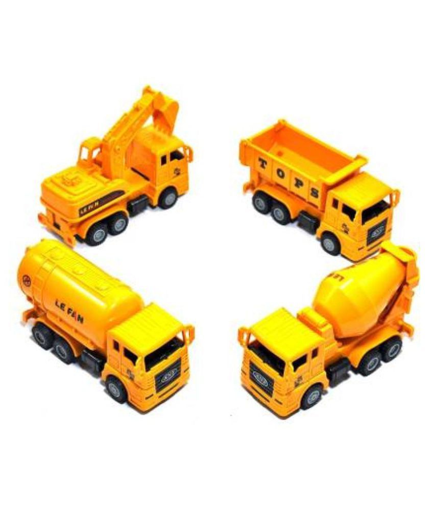 Non Toxic Unbreakable Pack of 4 Trucks JCB Toy Kit Small Size Fits in Hand Buy Non Toxic