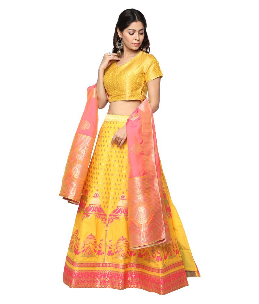 banarasi yellow lehenga