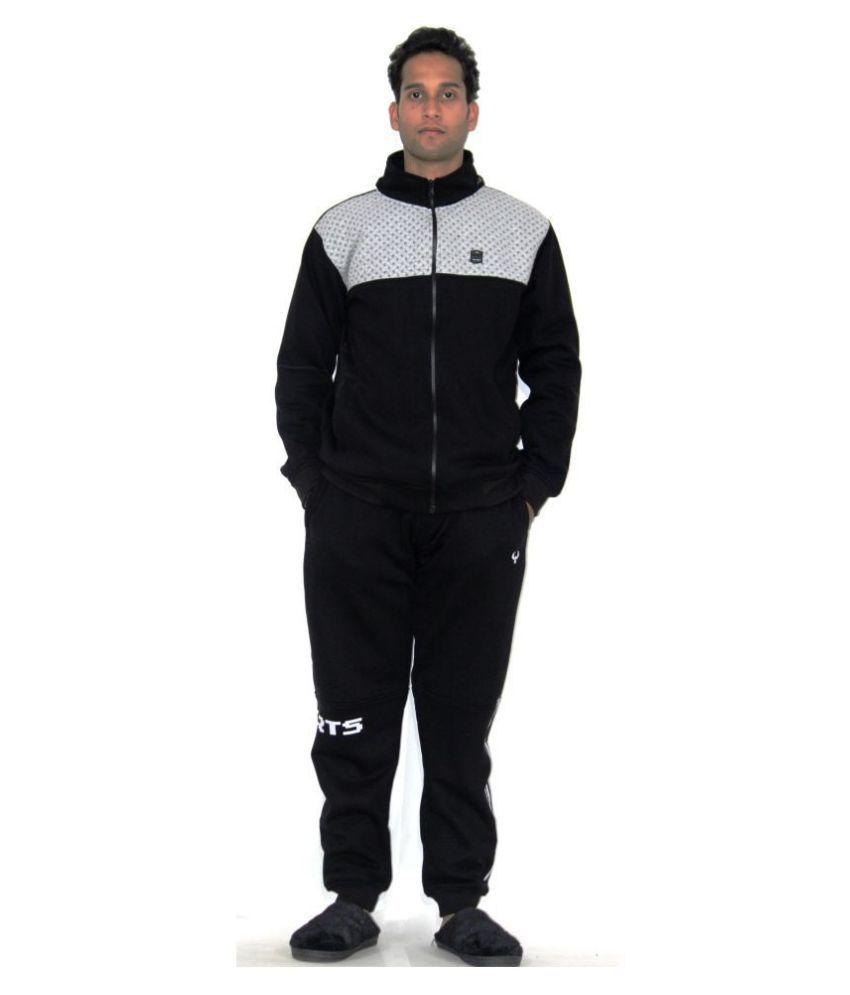 mens black fleece tracksuit