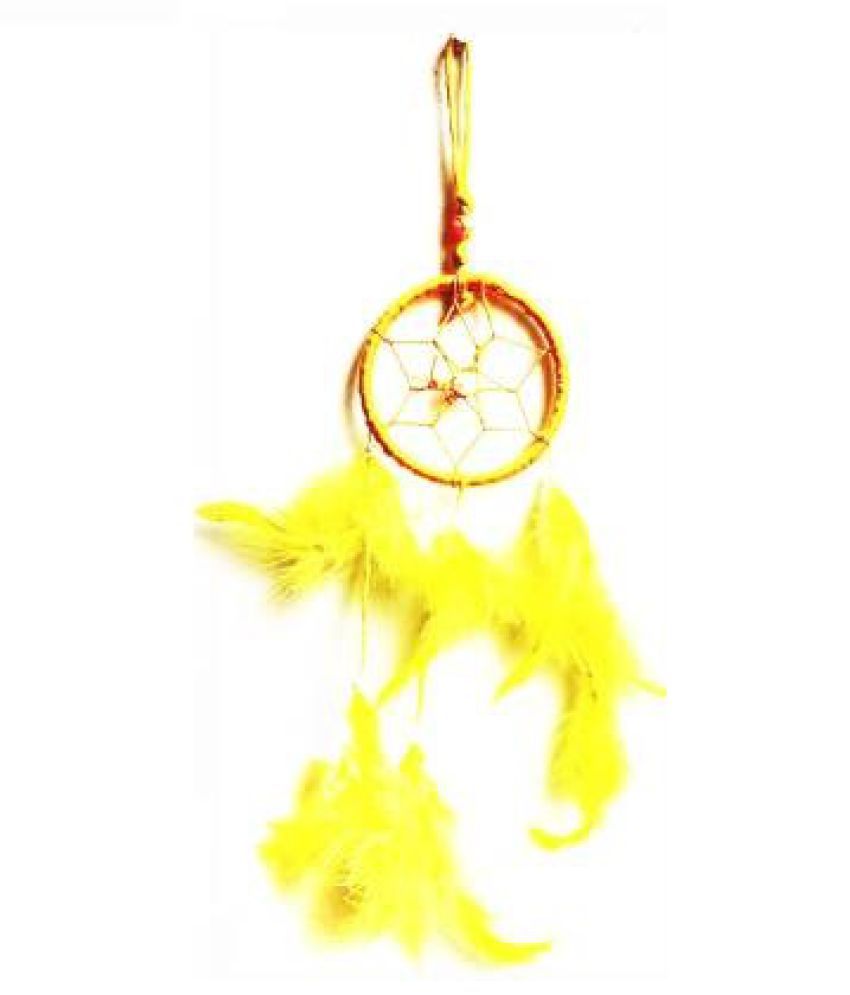     			Lucky Traders Feather Yellow Dream Catcher - Pack of 1 ( X cms )