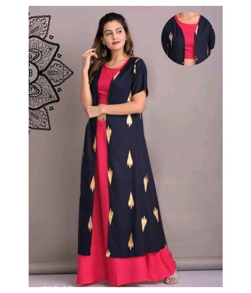 Black Rayon Jacket Style Kurti 