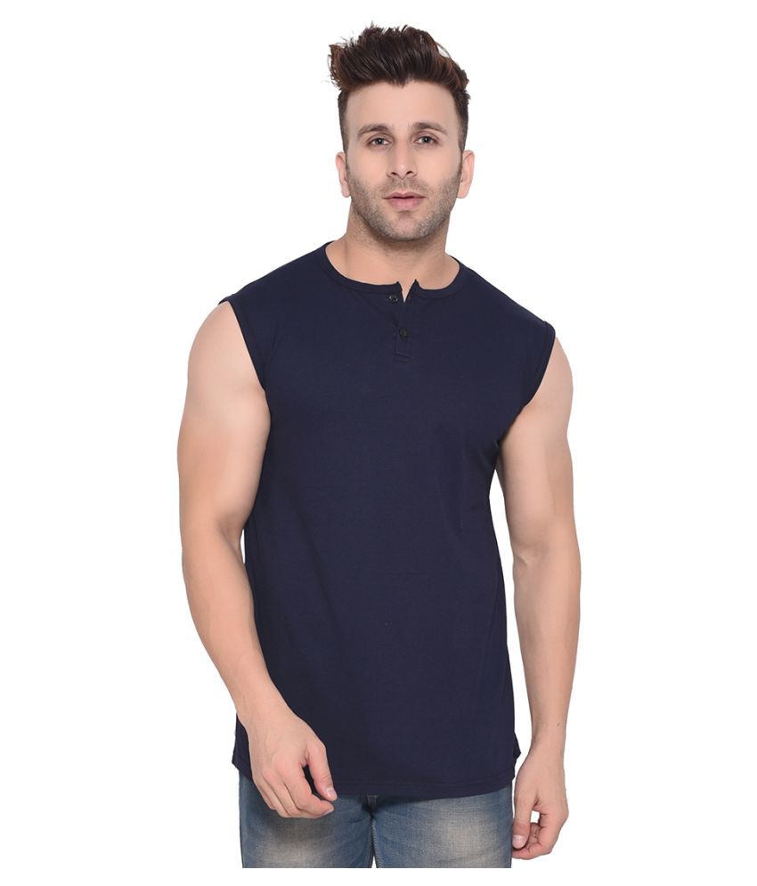     			Tfurnish Cotton Blend Blue Solids T-Shirt