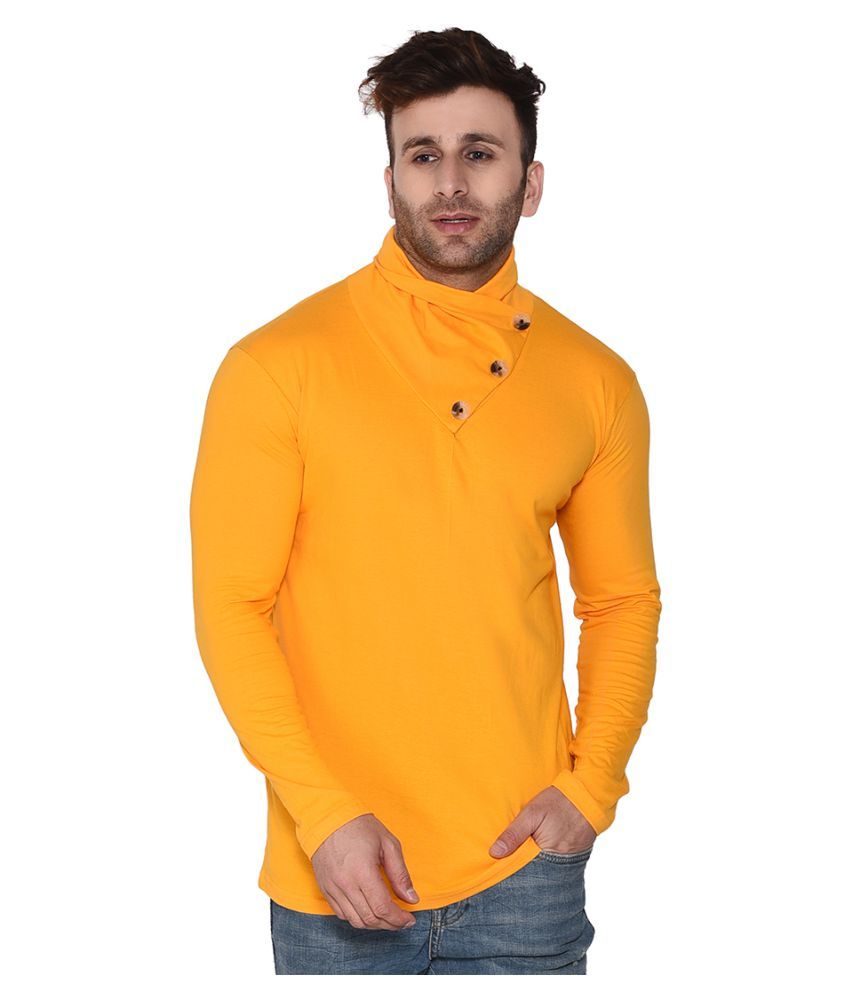     			Tfurnish Cotton Blend Yellow Solids T-Shirt