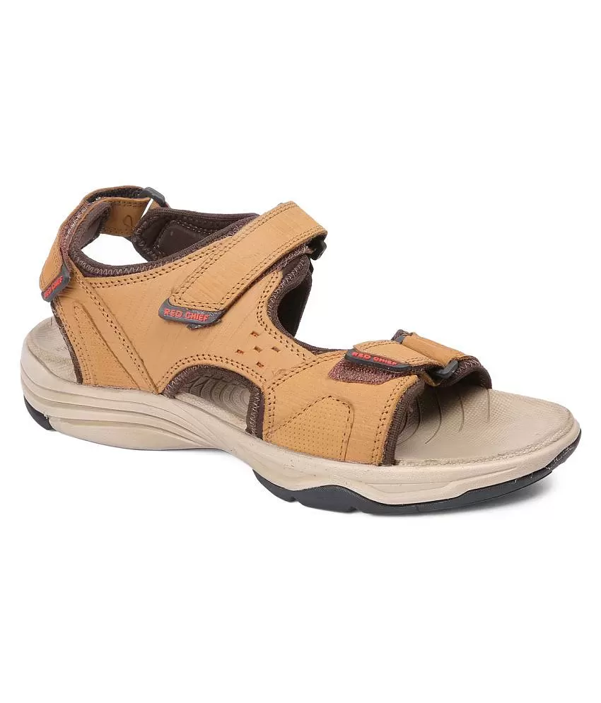 HITZ9214 Men's Tan Leather Casual Velcro Sandals – Hitz Shoes Online