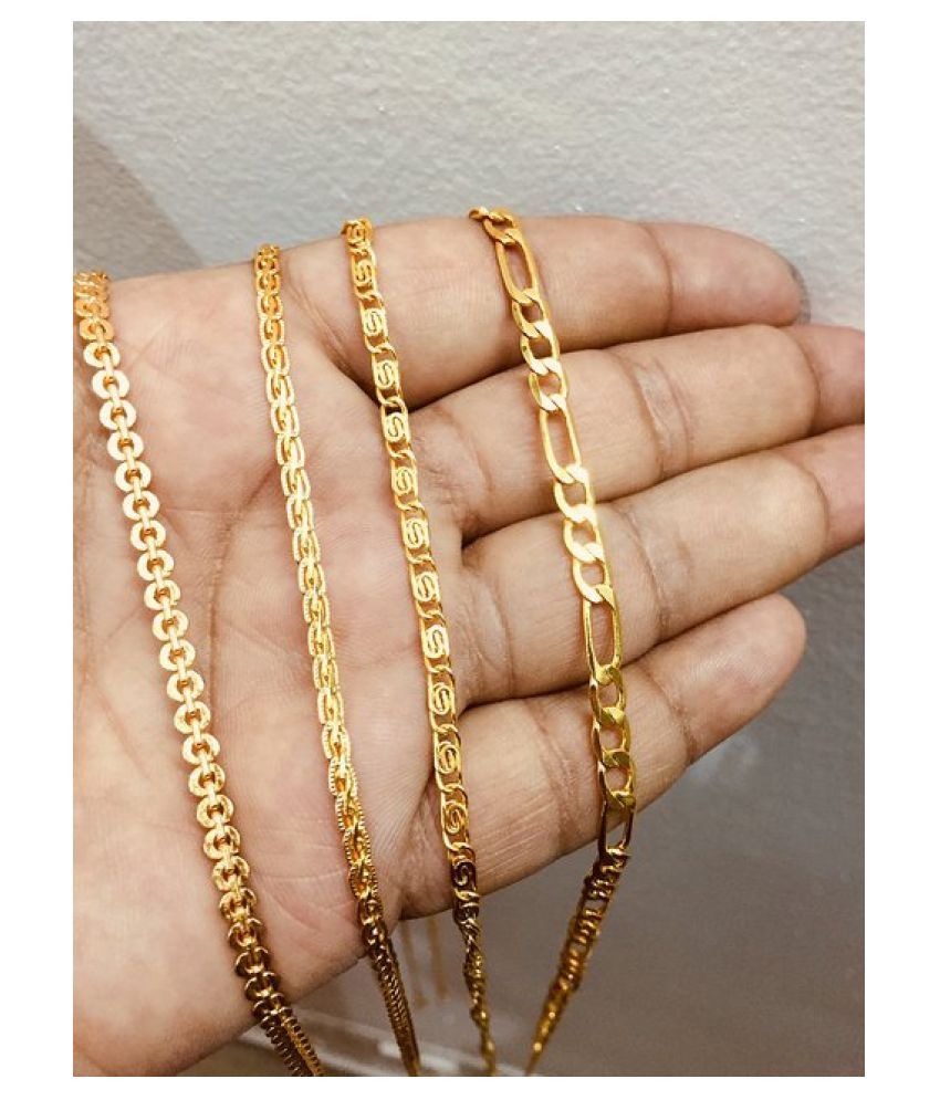 TRENDY GOLD DAILY WEAR LONG LIFE GOLD PLATED SIZE 21 INCH COMBO BRASS