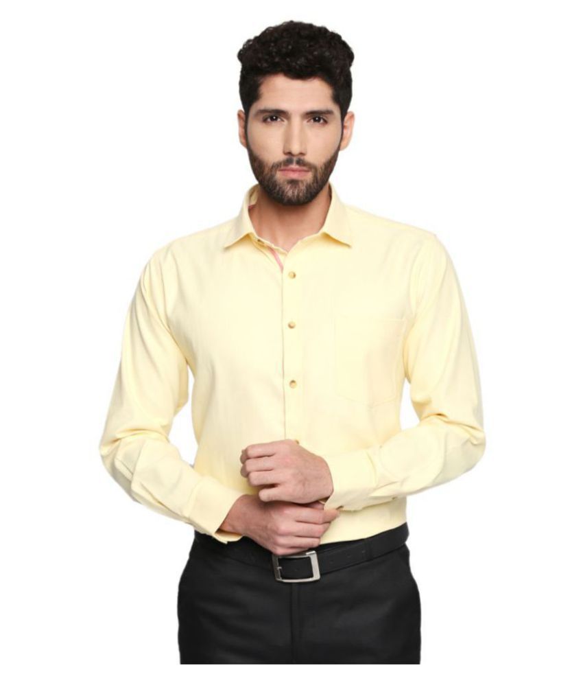 Solemio 100 Percent Cotton Yellow Solids Formal Shirt - Buy Solemio 100 ...