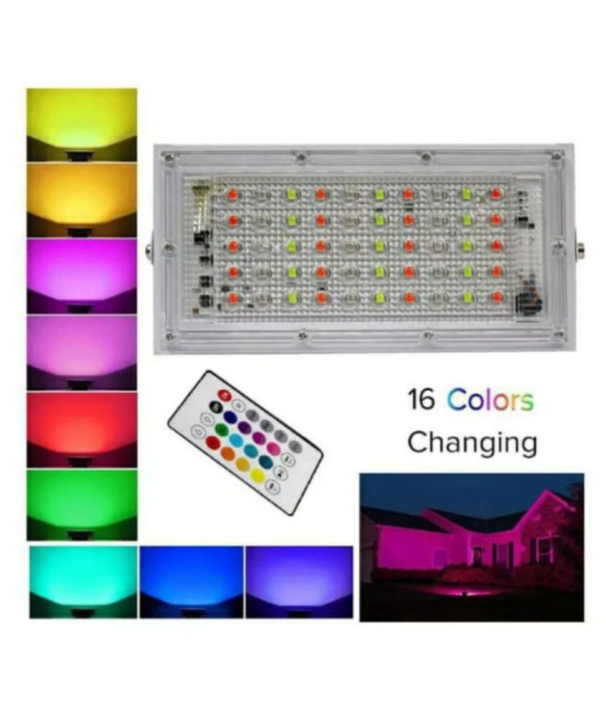     			Home decor  water proof Led 50 watts 65 IP Multi colour  light with remort- pack 50 Watts IP 65 Flood Light RGB - Pack of 1