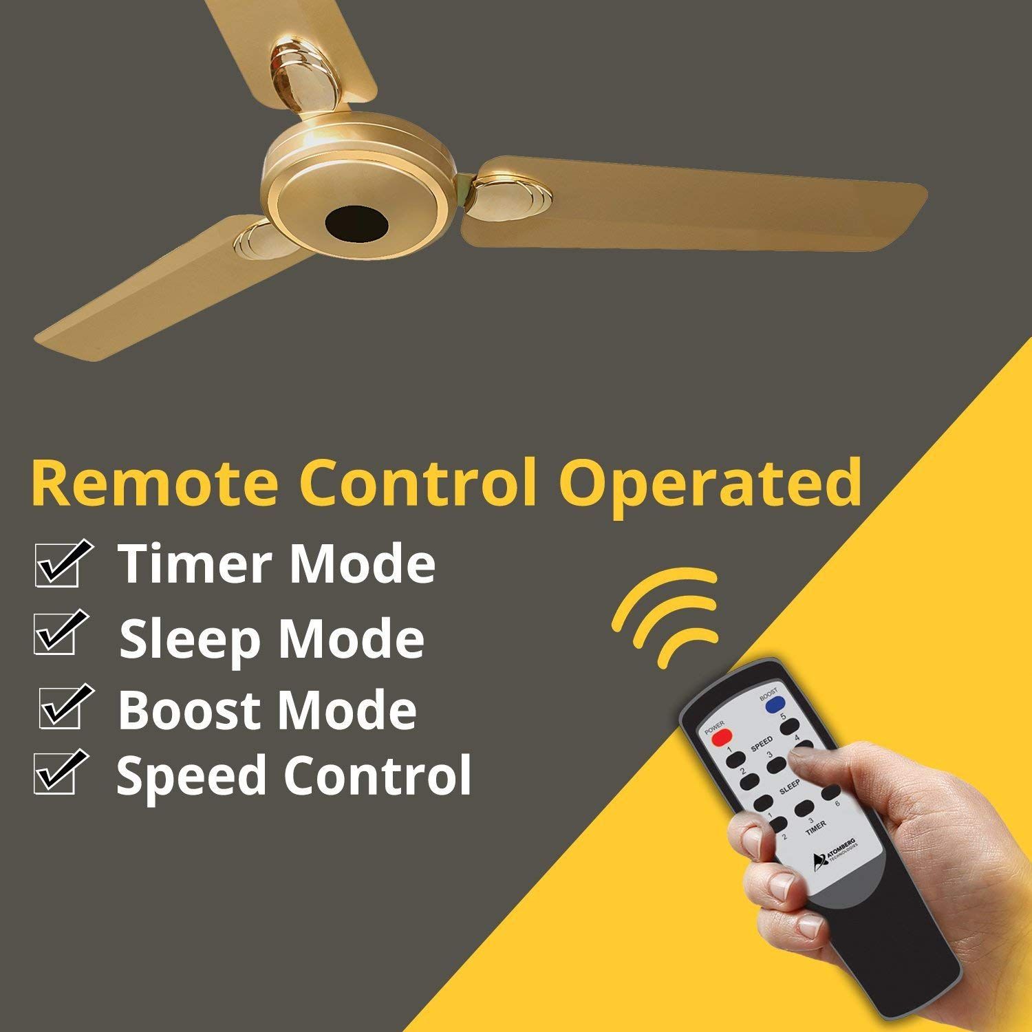 Atomberg Efficio+ 1200 mm BLDC Motor with Remote 3 Blade Ceiling Fan