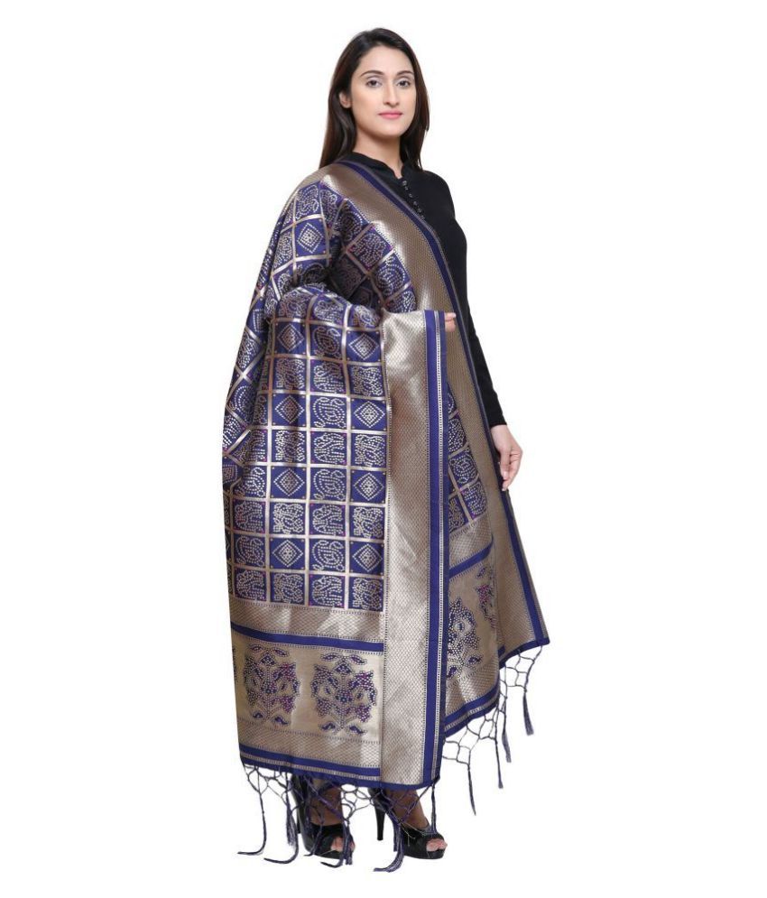 LOOM LEGACY Blue Jacquard Banarasi Dupatta Price in India Buy LOOM