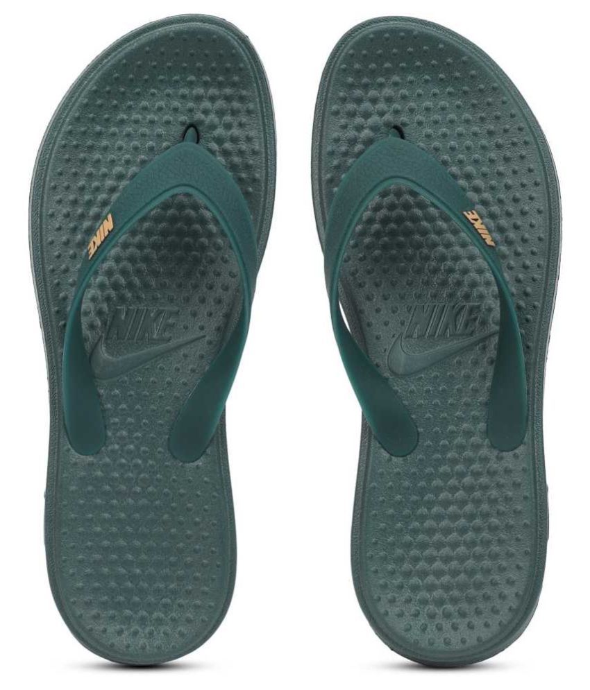 nike green flip flops