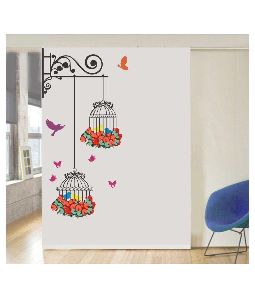     			Decor Villa CAGE AND BIRDS Sticker ( 55 x 58 cms )