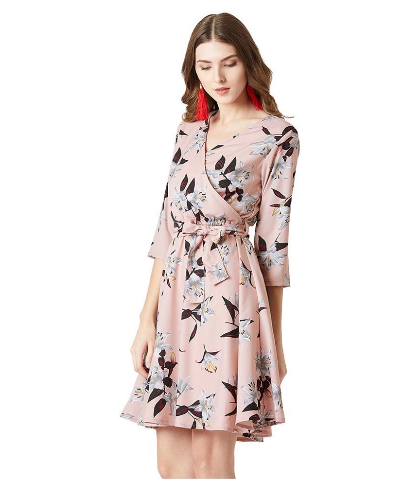    			Miss Chase Crepe Pink Wrap Dress