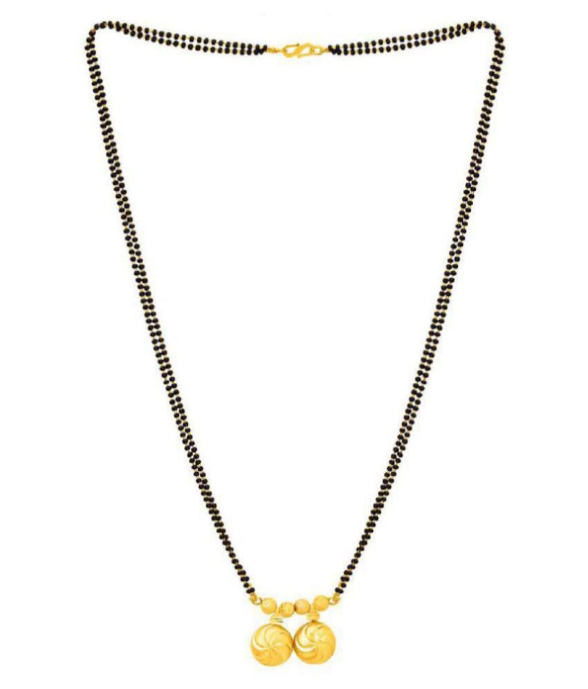 Voylla Vati Mangalsutra In Yellow Gold Plated With Double Beaded Chain ...