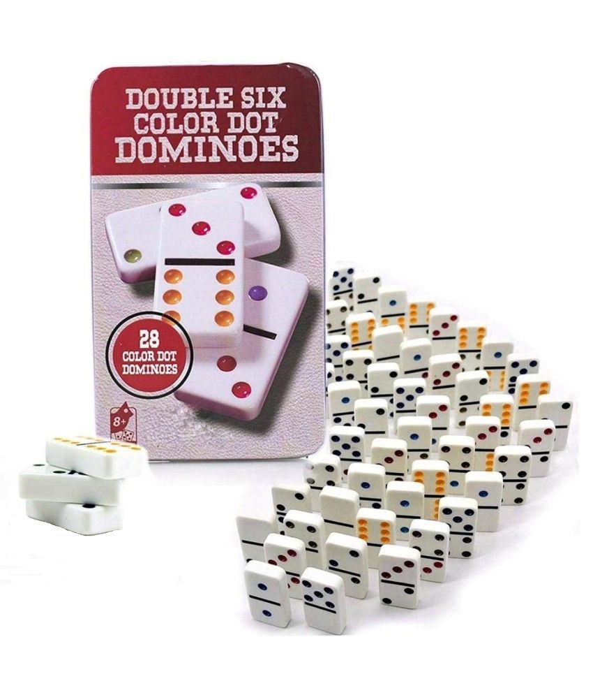 Fastdeal Double 6 Color Dot Dominoes Game Set 28 Pieces Set For Kids