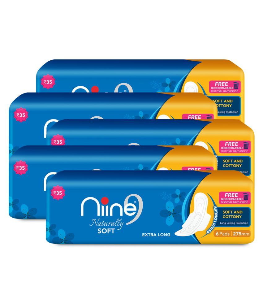 NIINE Naturally Soft XL 30 Sanitary Pads Pack of 5 Buy NIINE Naturally