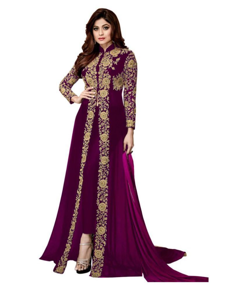 purple georgette gown