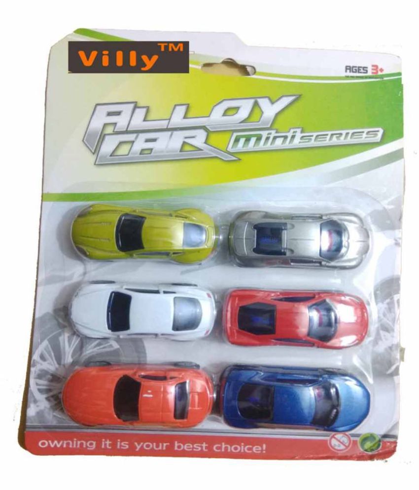     			Villy™ Street Race Mini Die Cast Metal Body Pull Back Car Toy for Kids (Multicolour) -Pack of 6