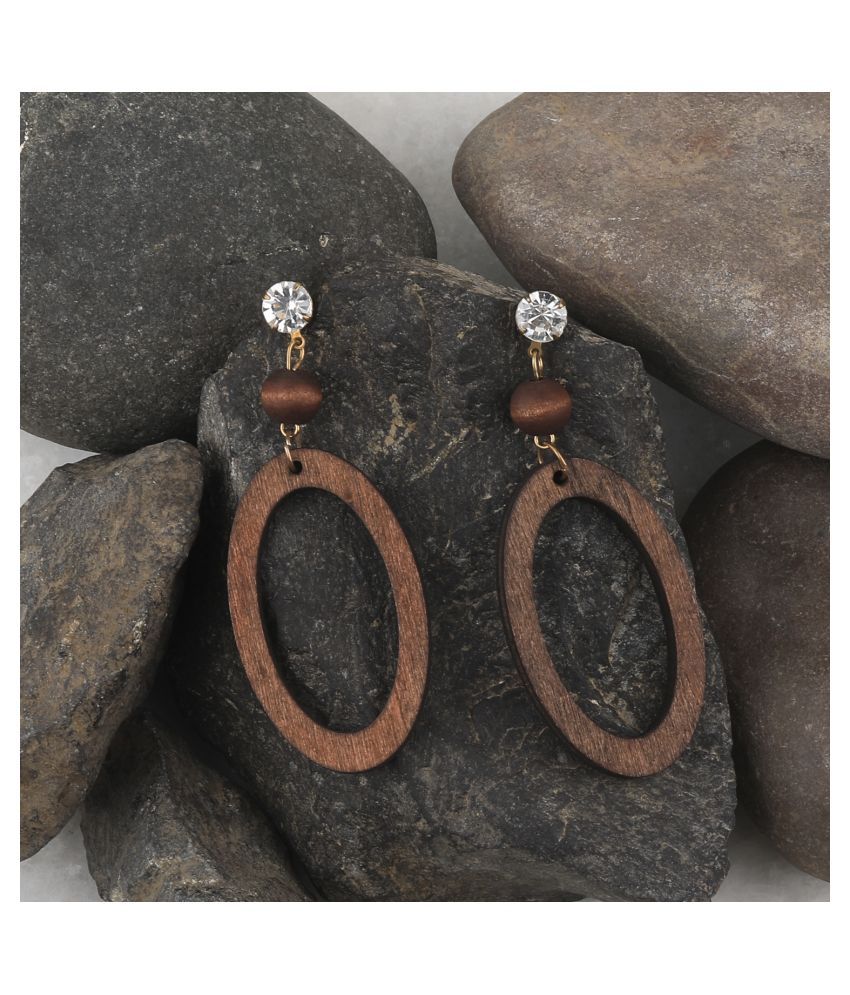     			SILVER SHINE Wonderful Attractive Diamond Wooden Light Weight  Earrings for Girls and Women.