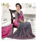 Pahal Fashion Pink and Grey Net Saree