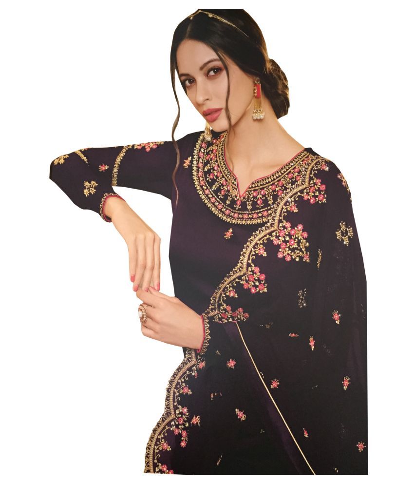 AZAD DYEING Purple Satin Dress Material Buy AZAD DYEING Purple Satin