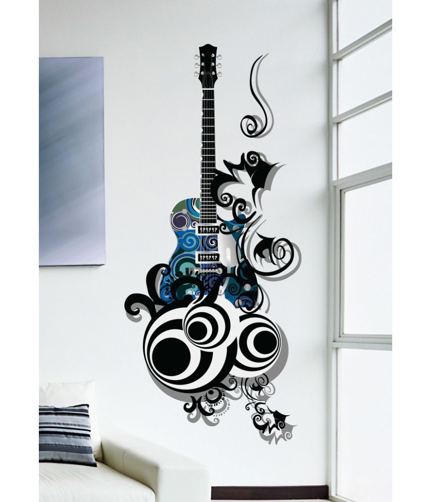     			HOMETALES Music Guitar Wall Sticker ( 150 x 65 cms )