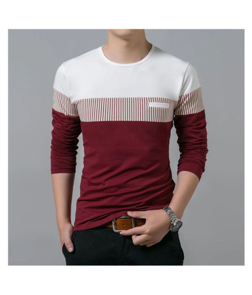 Try This 100 Percent Cotton Maroon Printed T-Shirt - Buy Try This 100 ...