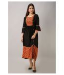 Frionkandy - Black Rayon Women's Front Slit Kurti