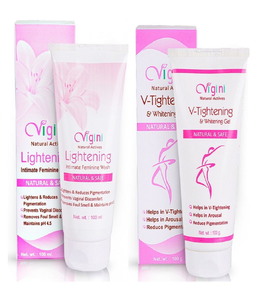     			Vigini 100% Natural Actives Vaginal V Tightening Firming Moisturizer Lightening Whitening Gel,Cream for women Non Staining,Non Stick,Reduces Itching,Dryness irritation with Intimate Hygiene Feminine Gel Wash foul Smell,No Added Color,No Bleaching agent