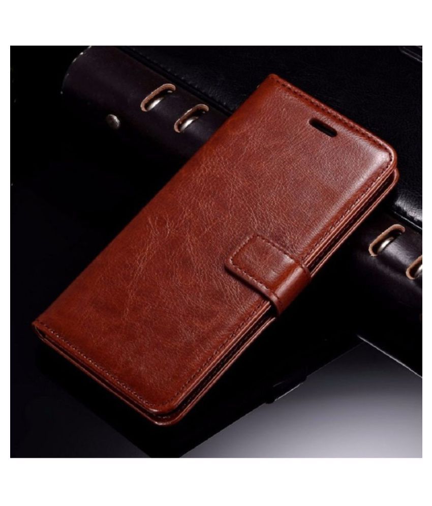 Xiaomi MI A1 Flip Cover by BeingStylish Brown Premium Leather Case
