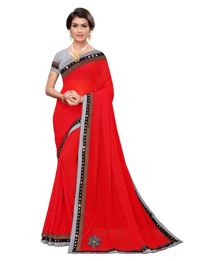 red chiffon sarees online