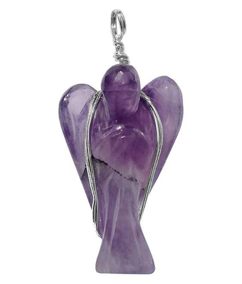 Shubhanjali®Amethyst Angel Pendant for Women and Men Crystal Natural