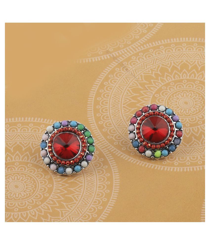     			SILVER SHINE Charm Fancy Party Wear Multi Colour Stud Diamond Earring For Women Girl