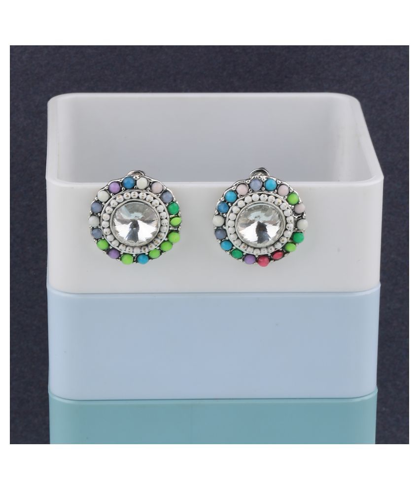     			SILVER SHINE Charm Stylish Party Wear Multi Colour Stud Diamond Earring For Women Girl