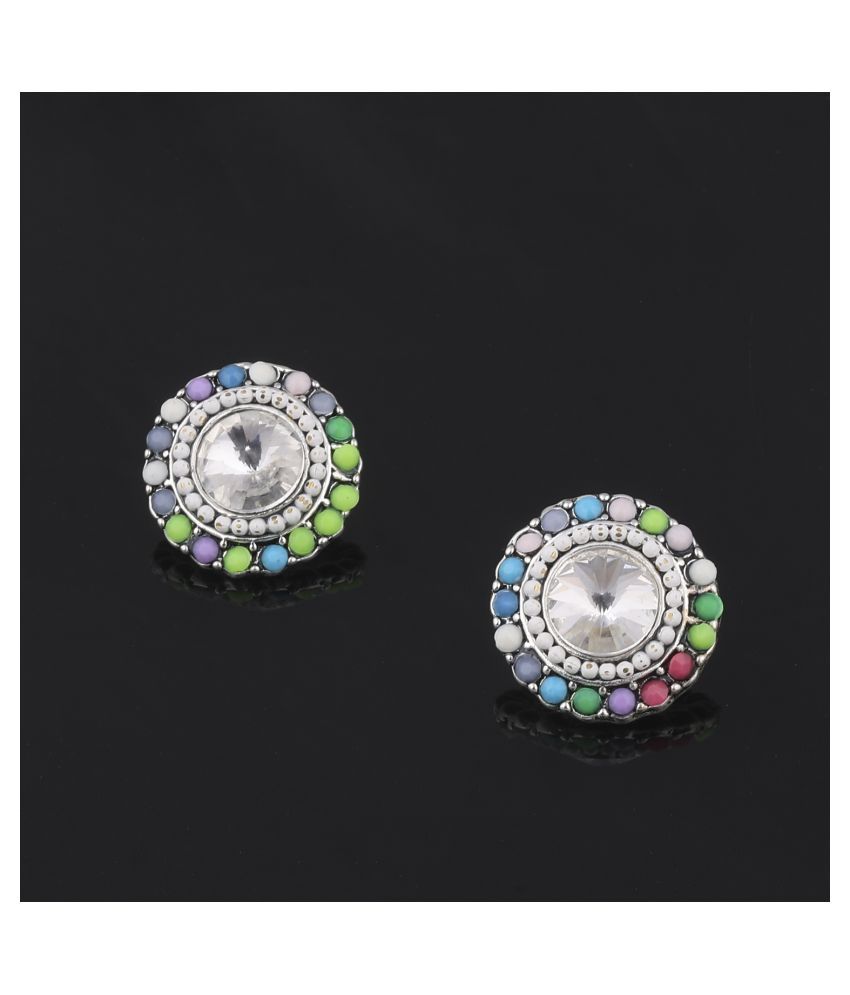     			SILVER SHINE Charm Stylish Party Wear Multi Colour Stud Diamond Earring For Women Girl