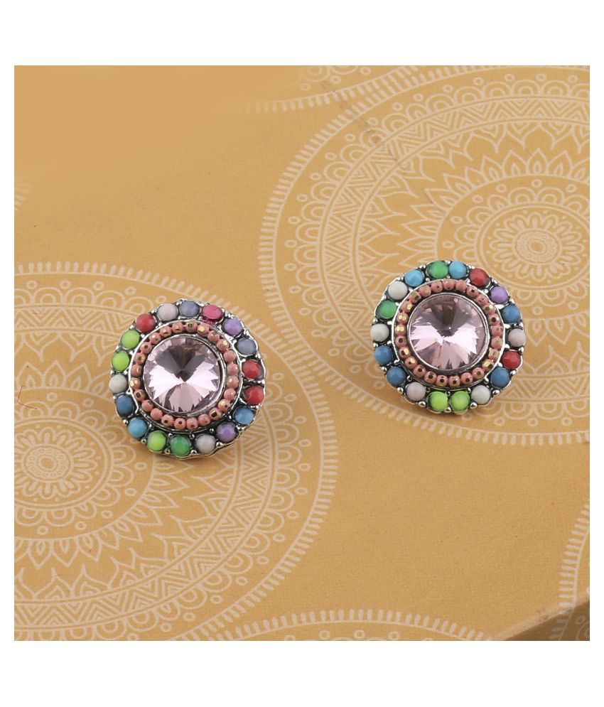     			SILVER SHINE Elegant Party Wear Multi Colour Stud Diamond Earring For Women Girl