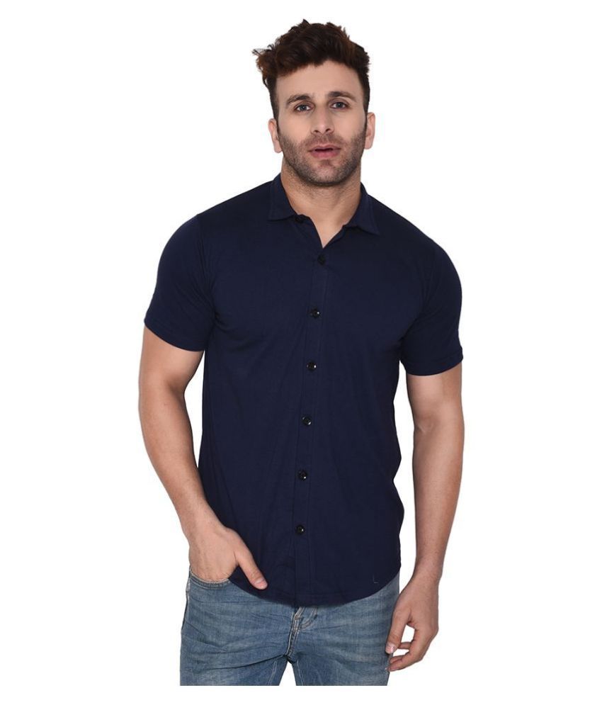     			Tfurnish Cotton Blend Blue Shirt