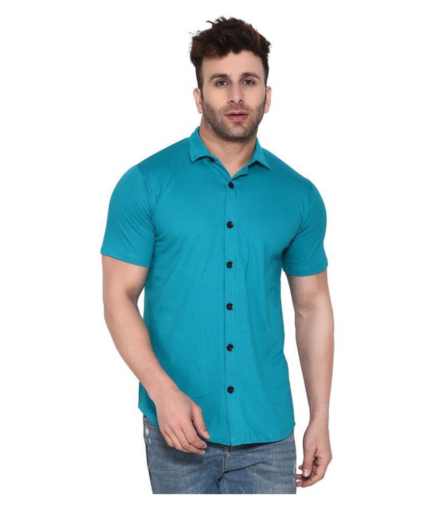     			Tfurnish Cotton Blend Turquoise Shirt