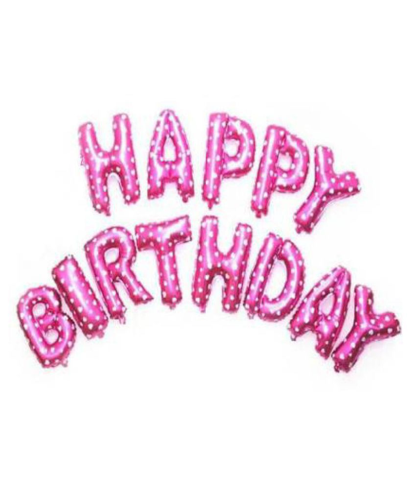     			 Happy Birthday Alphabets Letter Foil Balloon with Polka Dot (Pink Color- 13PCS ) for Birthday Decoration