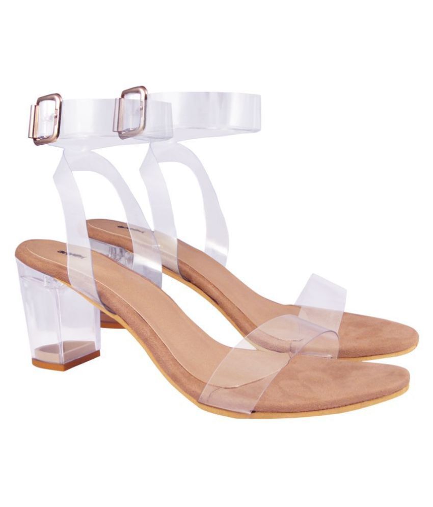 tan and clear heels