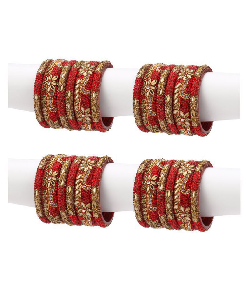     			AFAST Exclusive Wedding Collection Kada & Bangle Set Designer Ornamented Red & Golden (Size 2.4)244