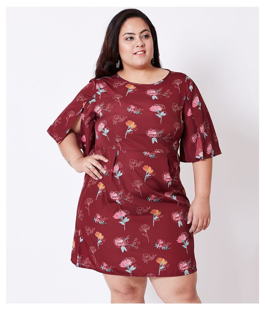     			Oxolloxo Polyester Maroon A- line Dress