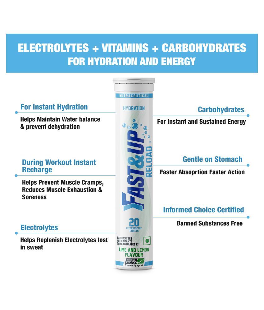 FastandUp Reload Electrolytes Energy & Hydration Drink Tablets 100 gm