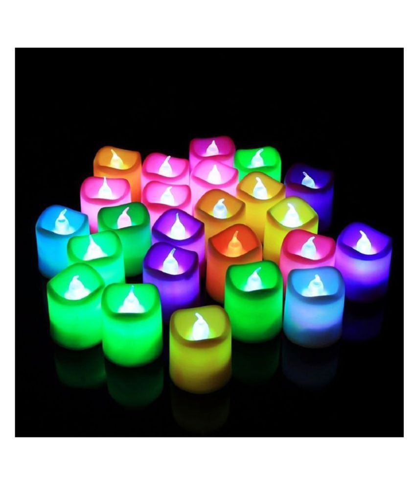 24PCS Colorful LED Smokeless Candles Shaped Small Flashing Night Light