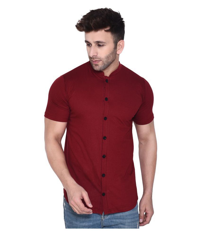     			Tfurnish Cotton Blend Maroon Shirt