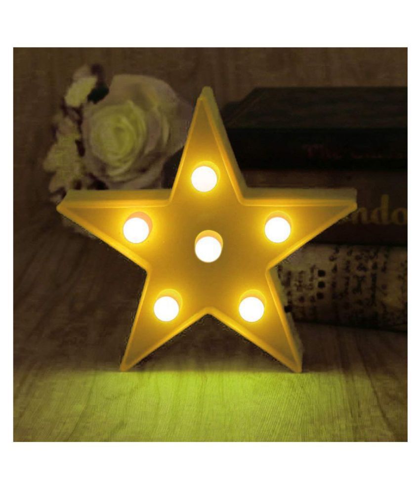     			YUTIRITI Beautiful 3D Star Shaped LED Light Up Marquee Sign Night Table Wall Indoor Outdoor Decoration (15.5 x 15.5 x 2.5, Yellow)