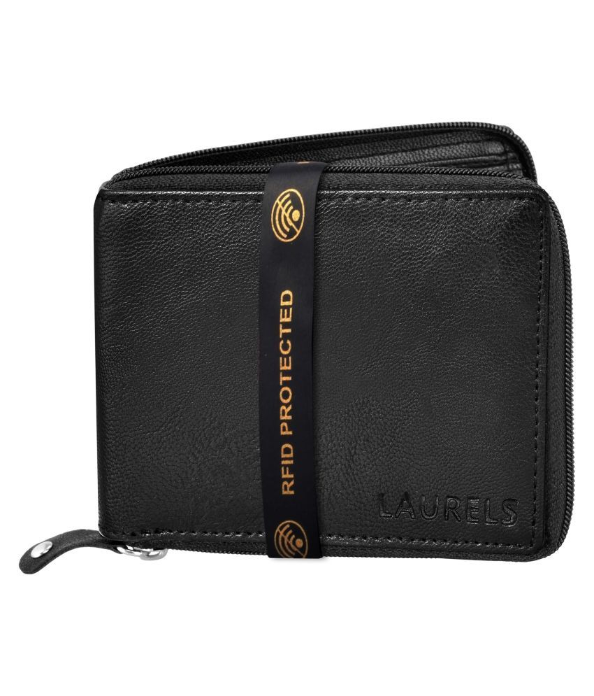     			Laurels PU Black Casual Regular Wallet